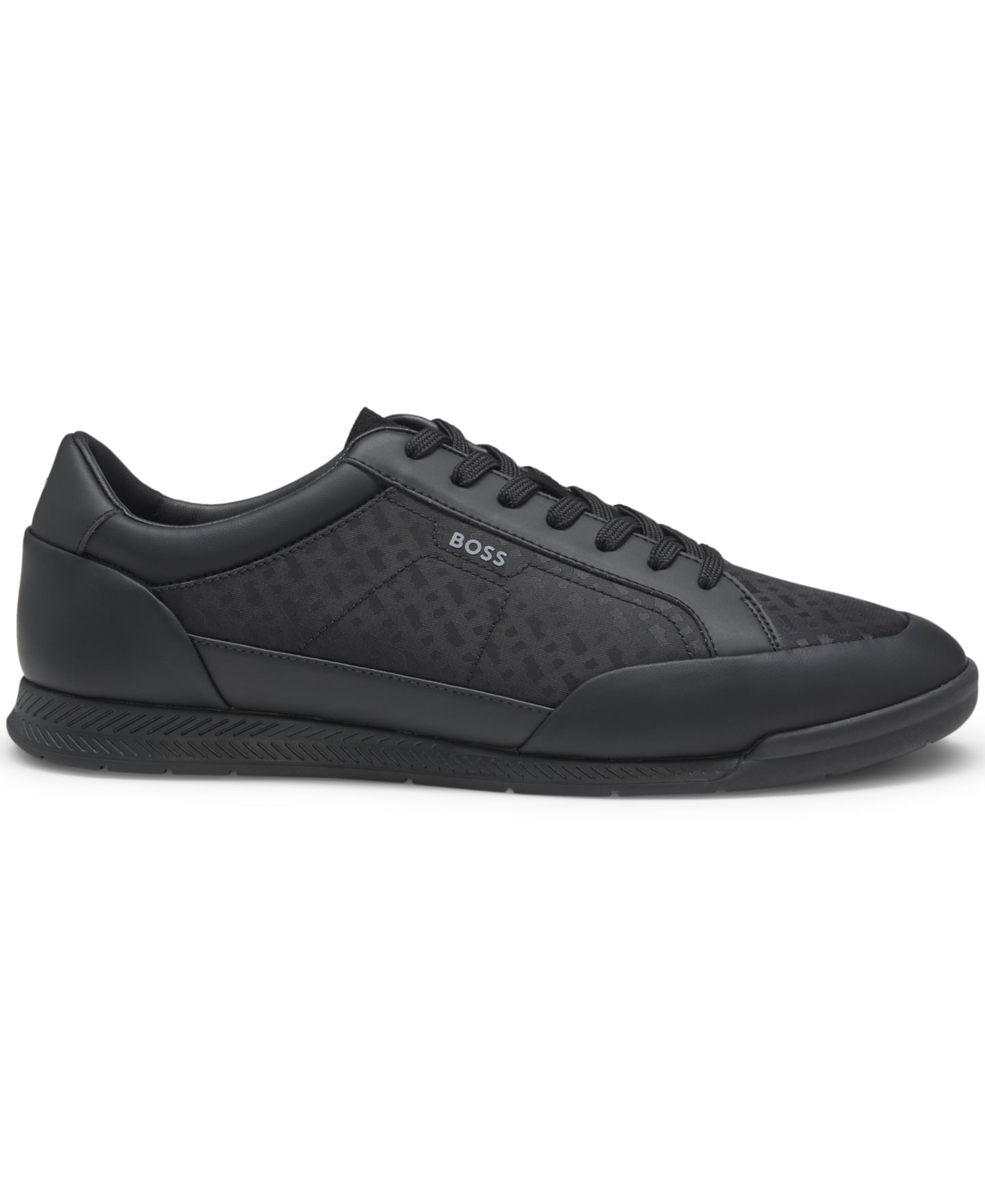Мужские кроссовки Hugo Boss Monogram-Jacquard Leather Trim Trainers, цвет: Чёрный — фото 2