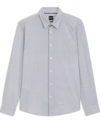 Men's Printed Cotton Blend Slim-Fit Dress Shirt