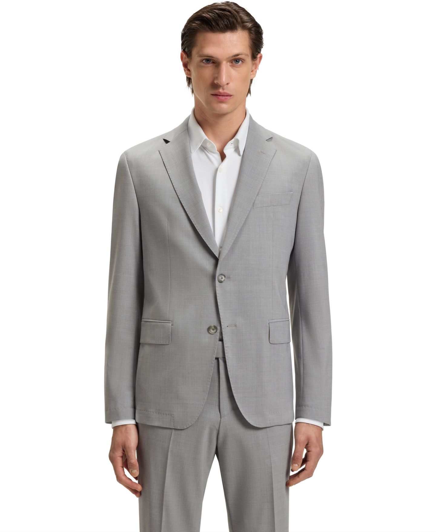 Мужские комплекты Hugo Boss Slim-Fit Washable Micro-Patterned Suit, цвет: Серый — фото 2