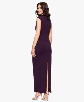 Women's Ruched Scuba Crepe Mock Neck Dress