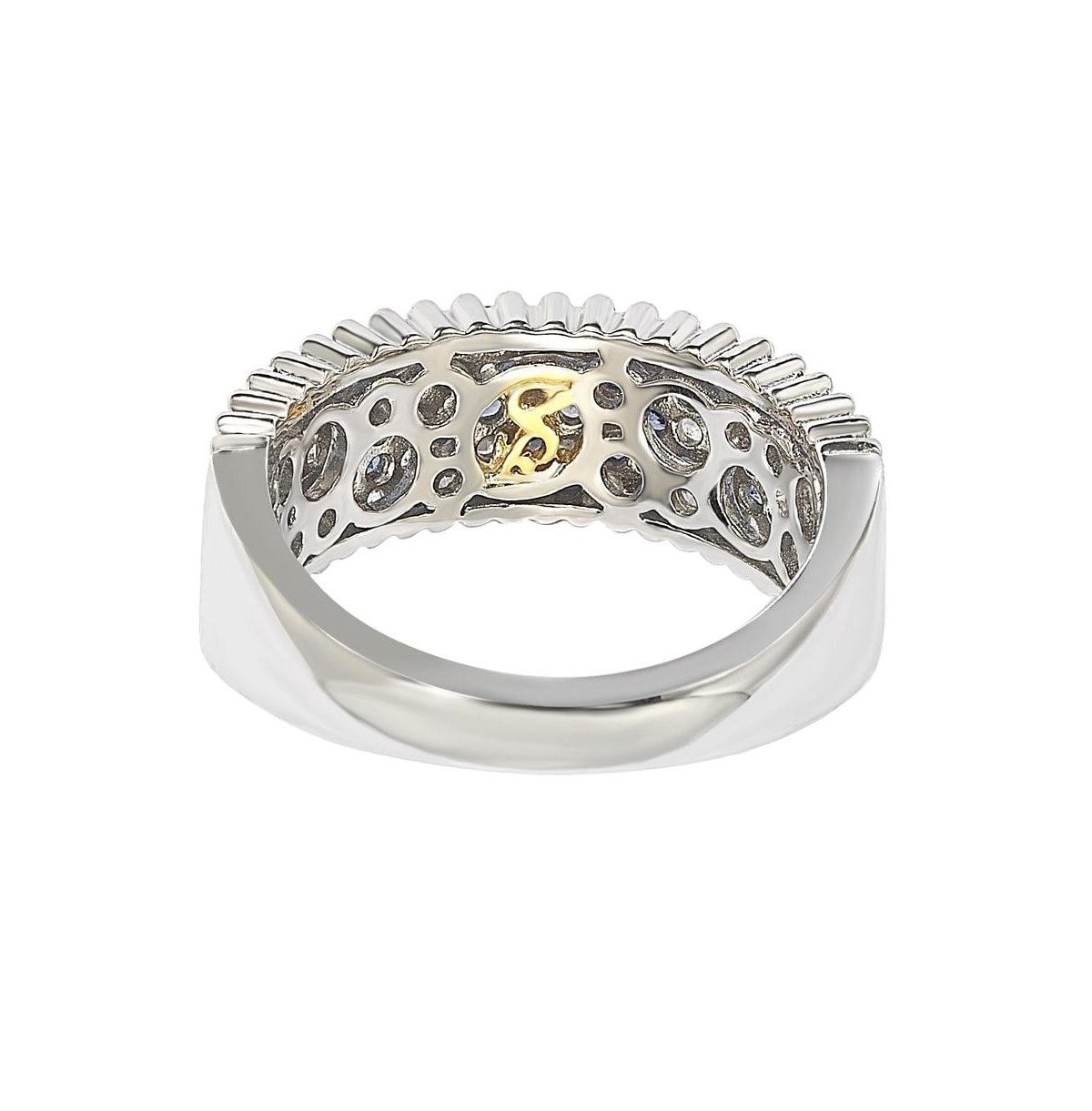 Suzy Levian New York Sterling Silver Sapphire & Created White Half Band