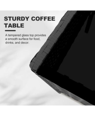 4 Piece Brown/Black Weather-Resistant Rattan Patio Furniture Set, Deck Chairs & Wicker Combo for Garden & Lawn