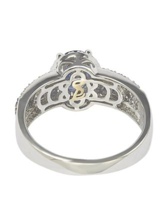 Suzy Levian Sterling Silver Oval-Cut Sapphire & Created White Sapphire Anniversary Ring