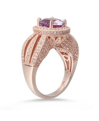 Suzy Levian Sterling Silver Round Cut Center Topaz Cocktail Ring