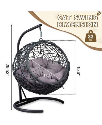 Cat Swing Bed with Stand and Cushion Indoor Outdoor Hammock for Cats and Small Pets