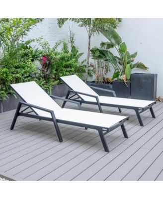 Lounge Chair With Armrests in Black Aluminum Frame, Set of 2