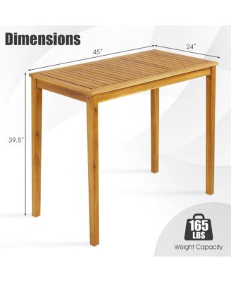 45'' Rectangular Bar Height Dining Table Outdoor Acacia Wood Bar Table Indonesia Teak