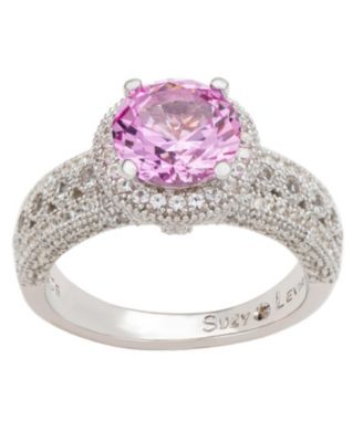 Suzy Levian Sterling Silver Sapphire & Created White Sapphire Round-Cut Ring