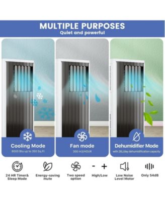 8,000 BTU – 3-in-1 Portable Air Conditioner with Dehumidifier & Fan, Cools Up to 350 Sq.Ft, Includes Vent Kit – Bedroom/RV/Apartment Use