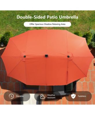 15FT Double-Sided Solar Patio Umbrella, Extra-Large Outdoor Twin Umbrella