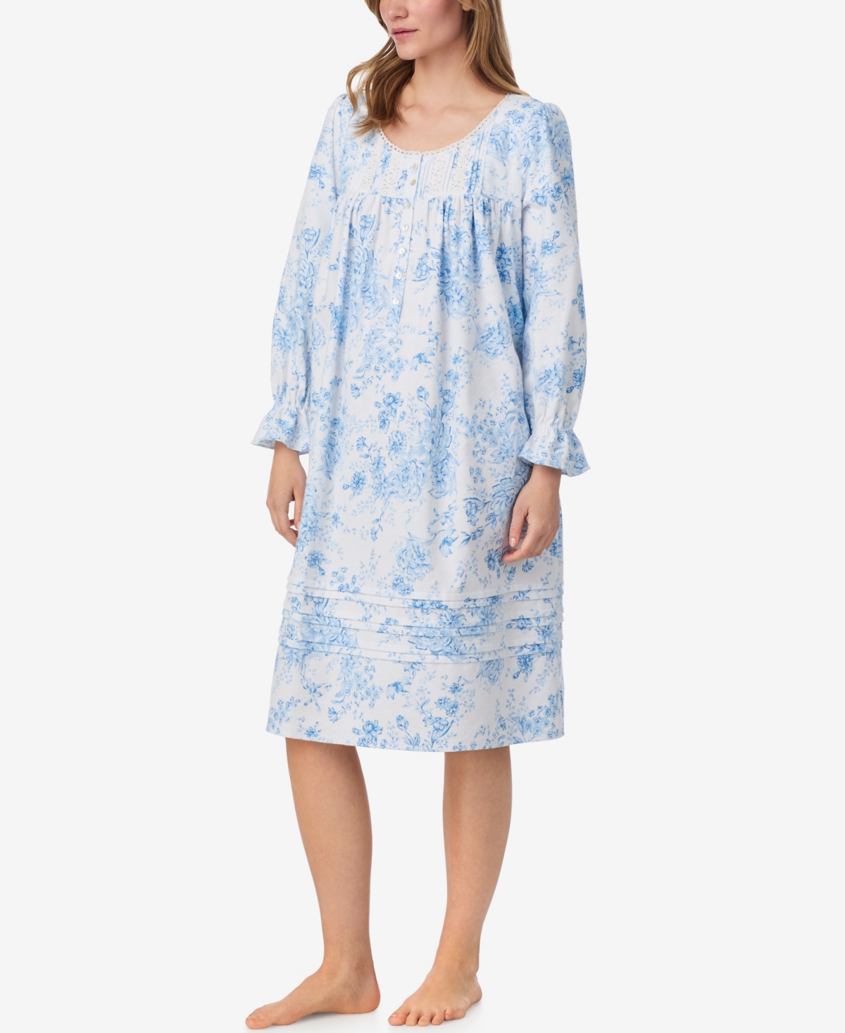 Eileen West Women's Long Sleeve Waltz Nightgown In Blue