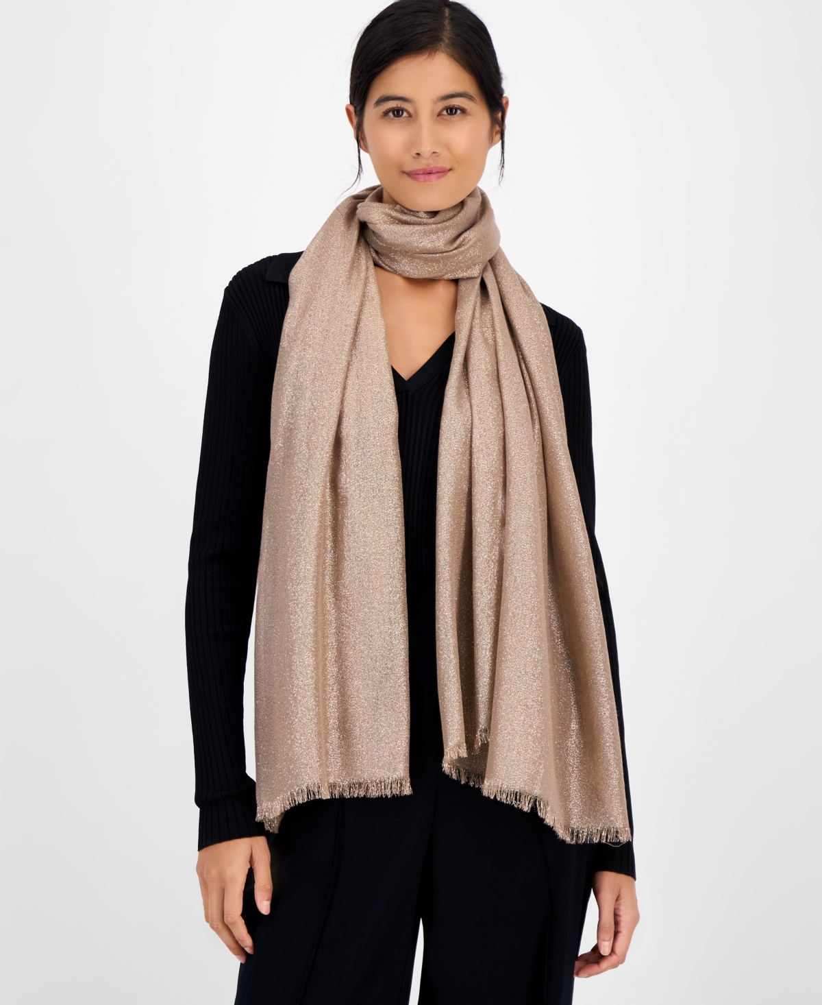 Inc International Concepts Women's Shimmer Wrap Scarf, Created For Macy's In Brown