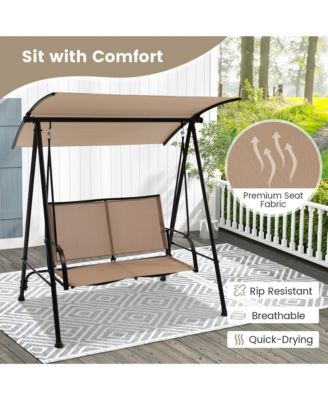 2-Person Patio Swing Seat Swing Bench Canopy Swing Loveseat Outdoor