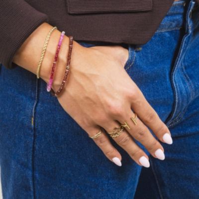 Garnet Bead Bracelet 14K Gold