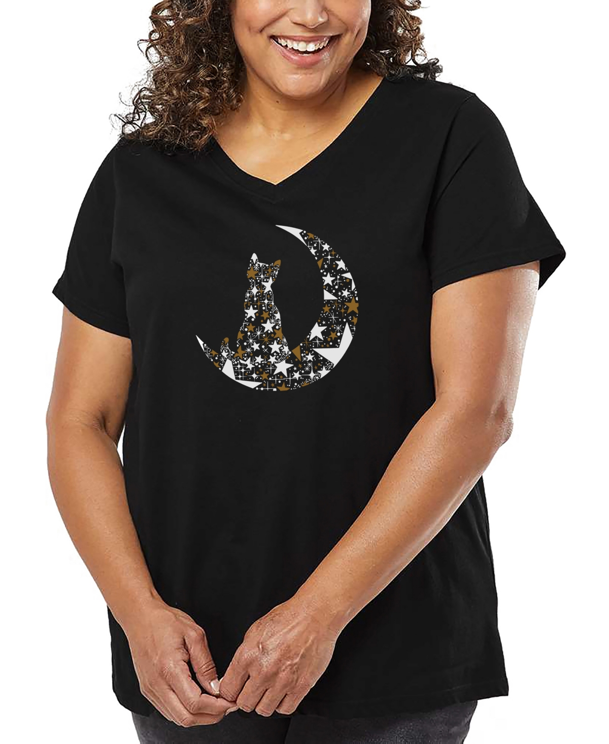 La Pop Art Plus Size Have Yourself A Merry Little Christmas Word Art V-neck T-shirt In Black