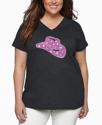 Plus Size Cowgirl Hat Word Art V-Neck T-Shirt