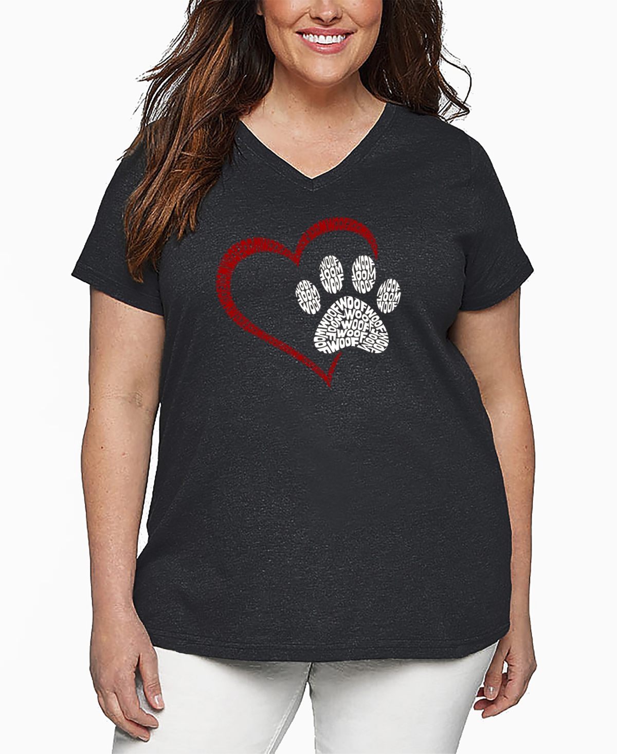 La Pop Art Plus Size Crazy Little Thing Called Love Word Art V-neck T-shirt In Gray