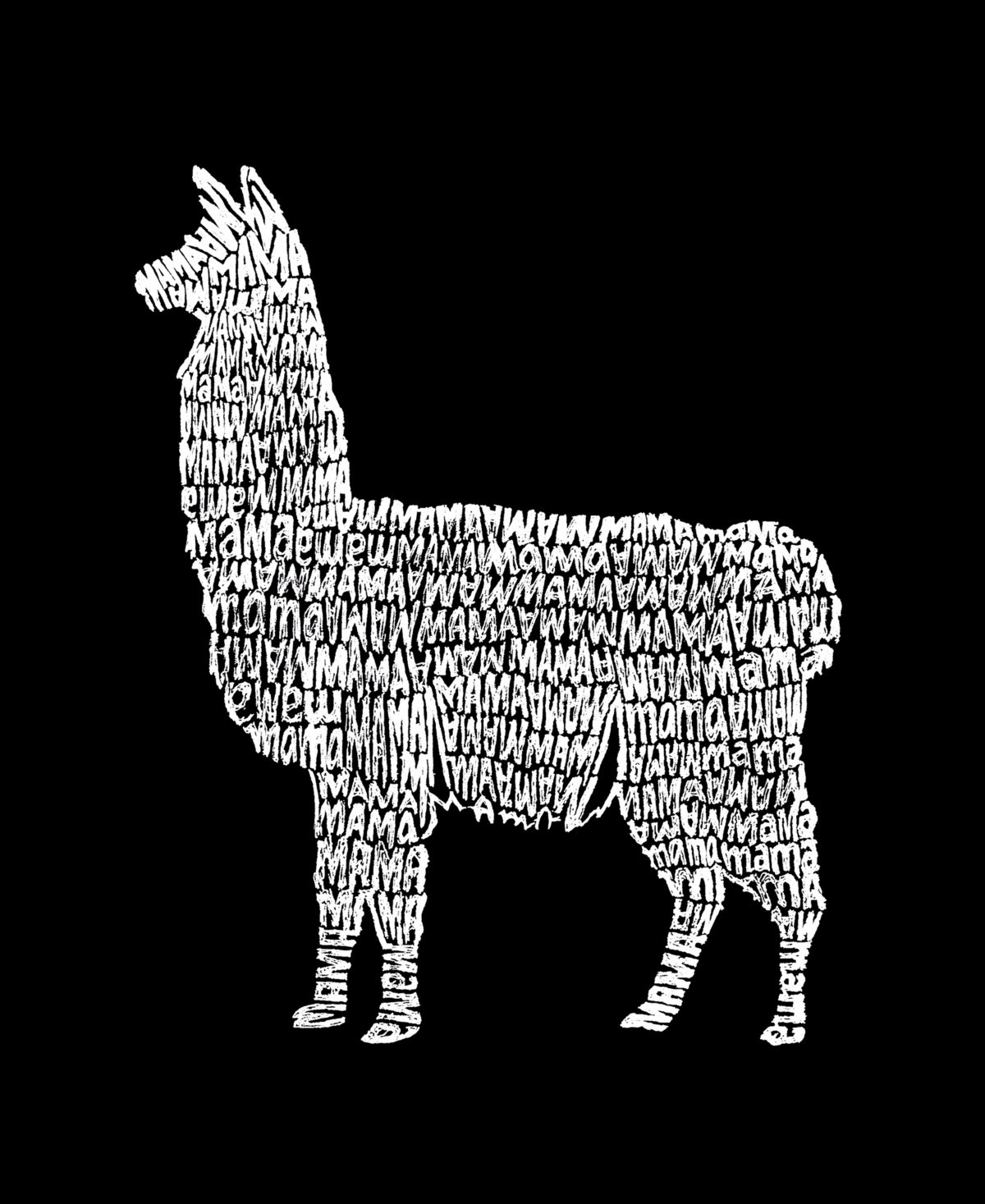 La Pop Art Plus Size Llama Mama Word Art V-neck T-shirt In Black