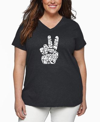 Plus Size Peace Out Word Art V-Neck T-Shirt