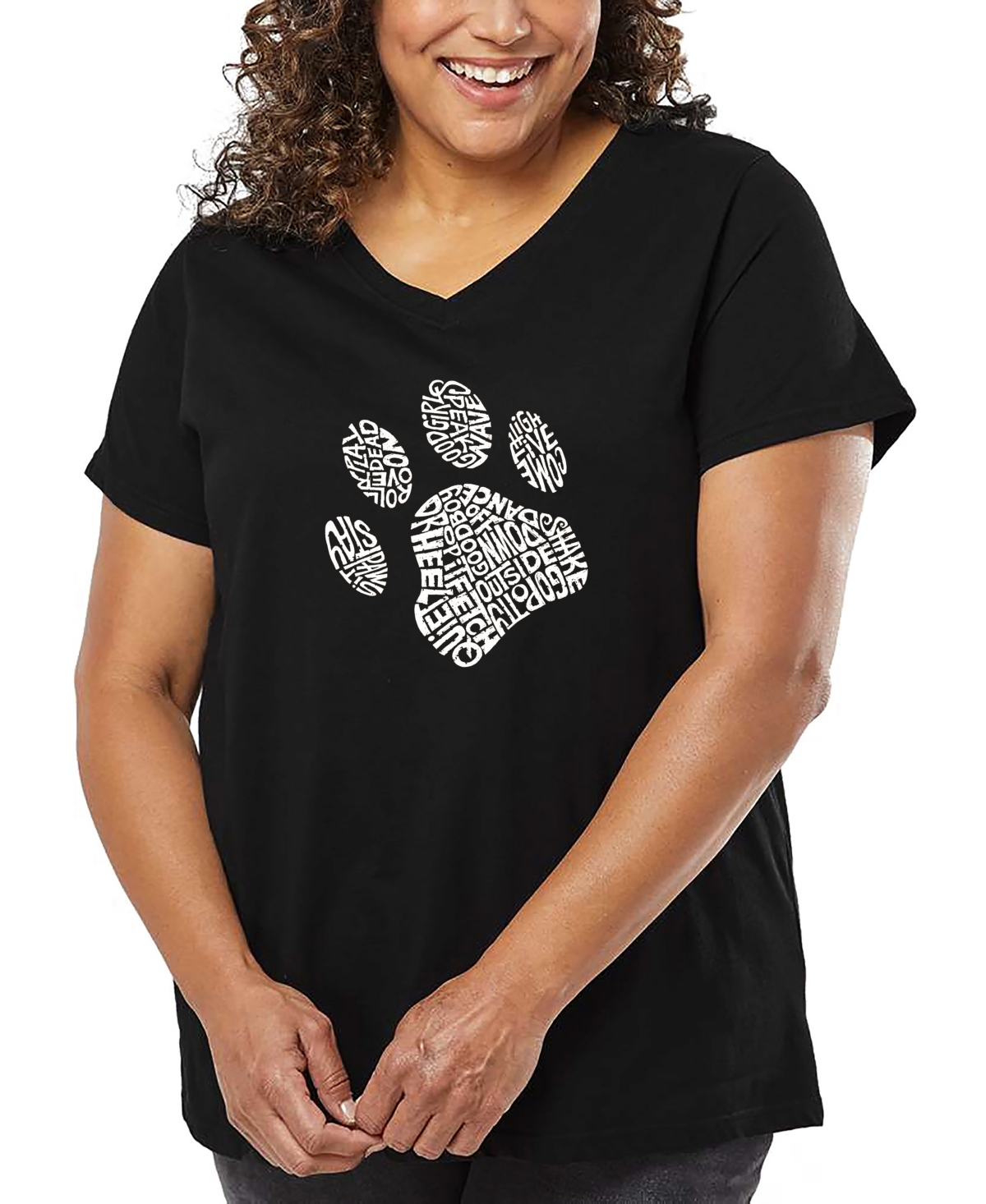 La Pop Art Plus Size All I Want For Christmas Is You Word Art V-neck T-shirt In Black