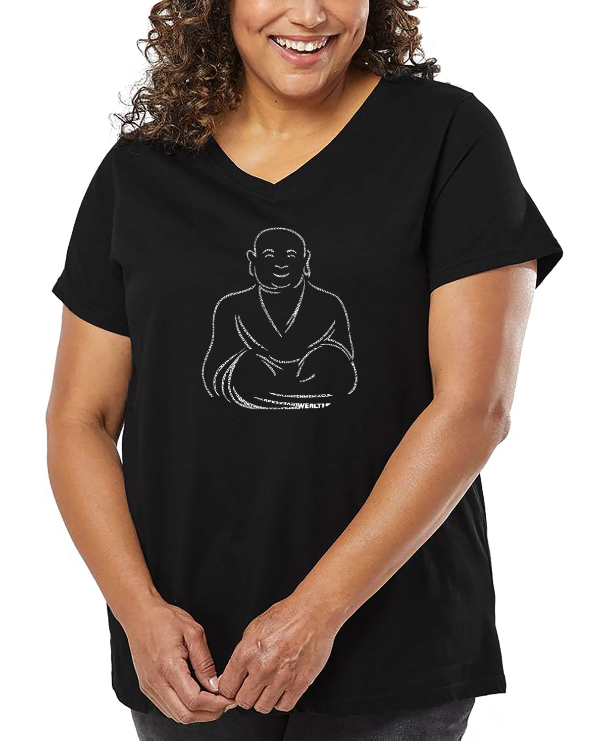 La Pop Art Plus Size All I Want For Christmas Is You Word Art V-neck T-shirt In Black