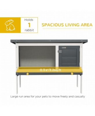 Fir Wood Rabbit Hutch W/ Slide-Out Tray and Openable Roof, Dark