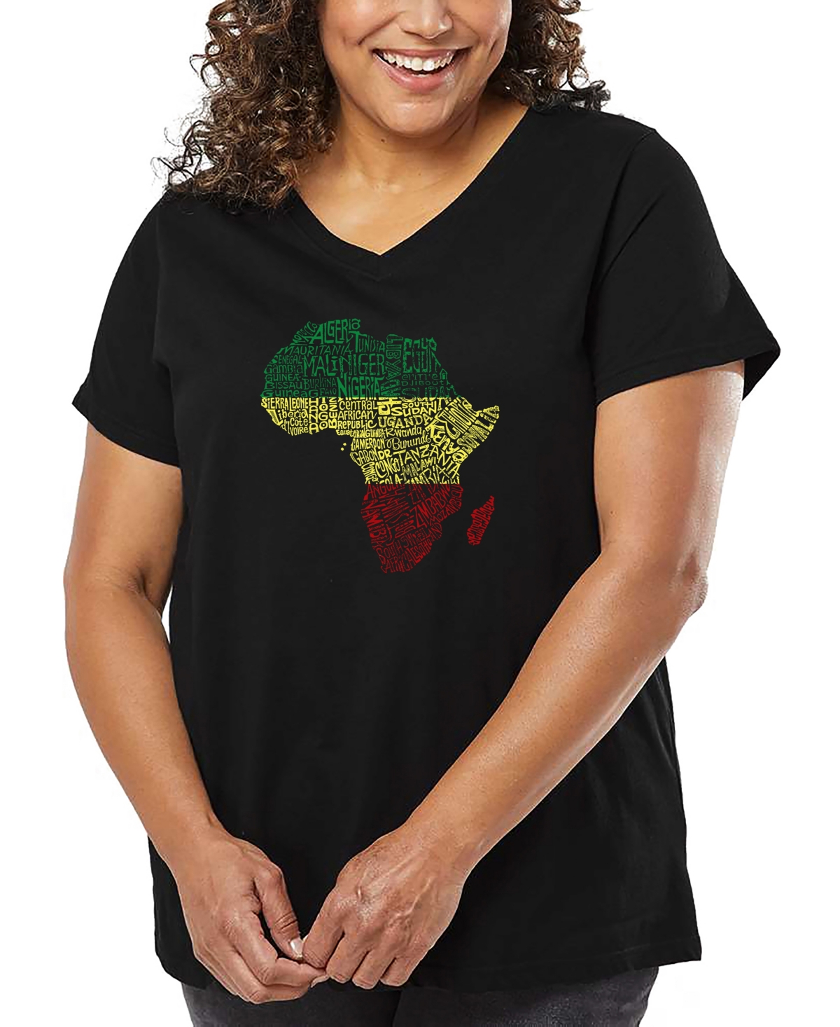 La Pop Art Plus Size Have Yourself A Merry Little Christmas Word Art V-neck T-shirt In Black