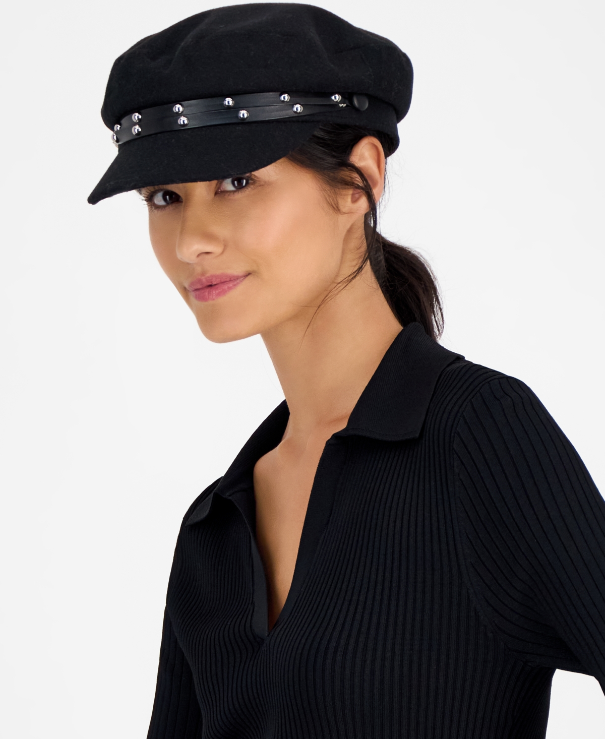 Inc International Concepts Studded Band Skipper Cap, Macy's Exclusive In Brown