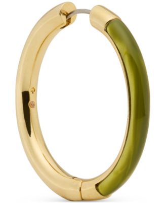 Gold-Tone Interlock Tortoise Medium Hoop Earrings, 1.34"