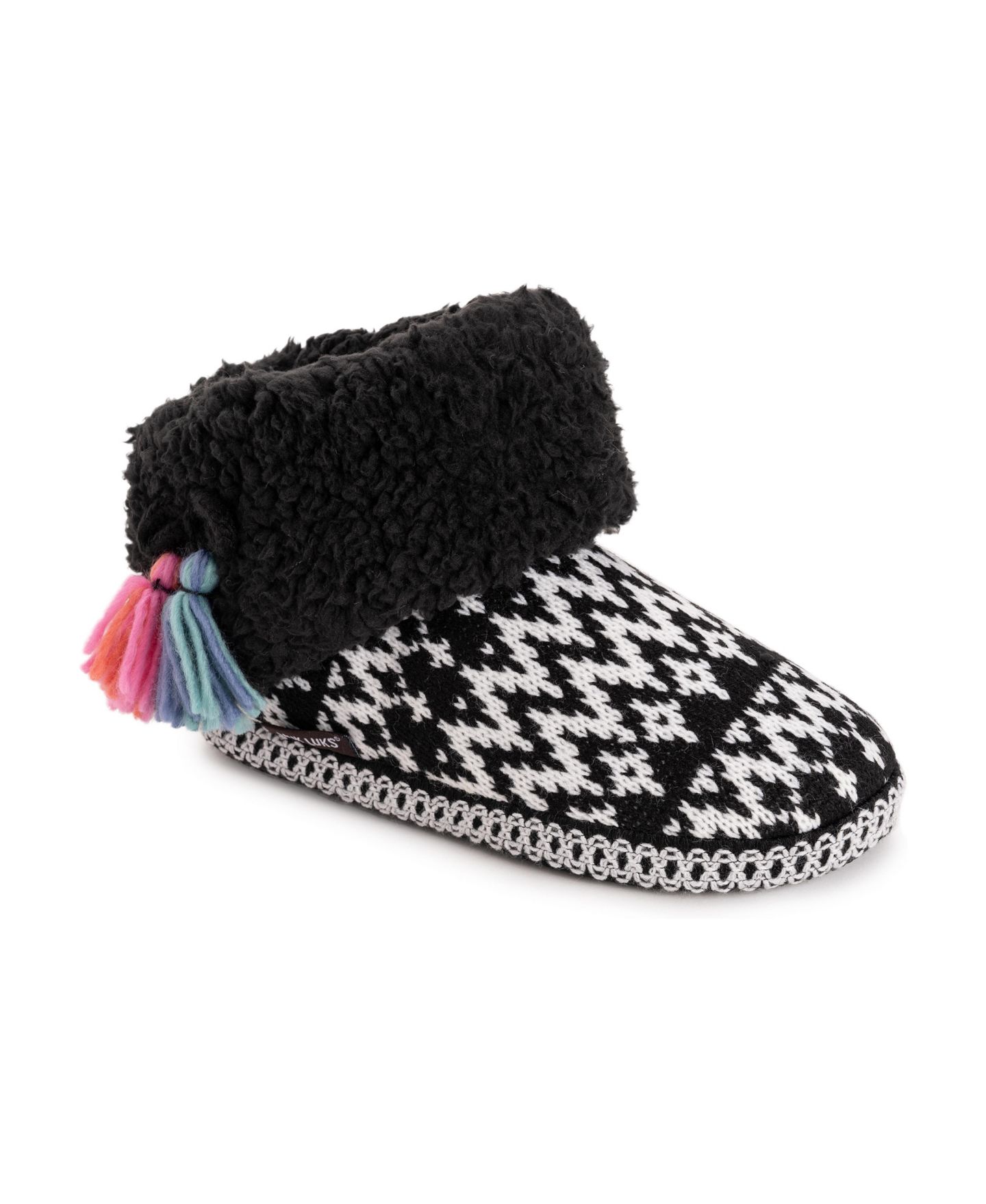 Женские тапочки MUK LUKS Melinda Cuff Boot Slippers, цвет: Чёрный, вариант 1 — фото 1