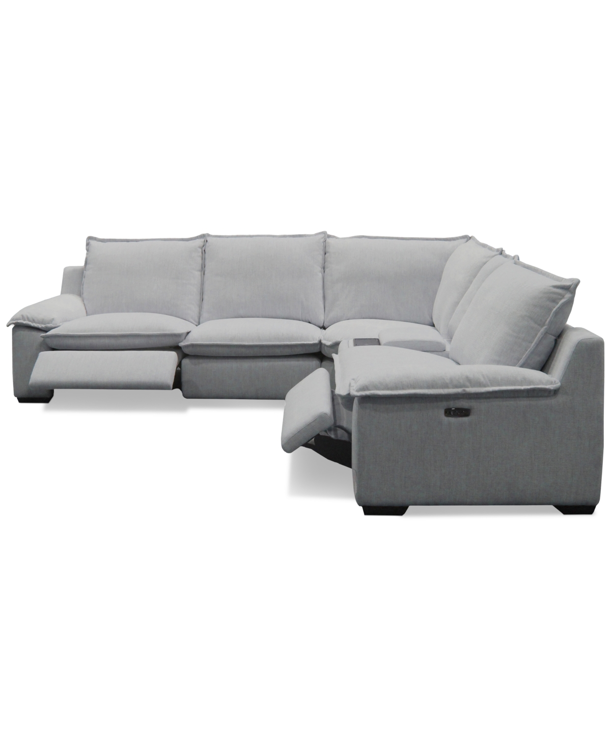 Macy's Borsi 5-pc. Sectional With 3 Power Recliners & 1 Console, Exclusive At  In Gray