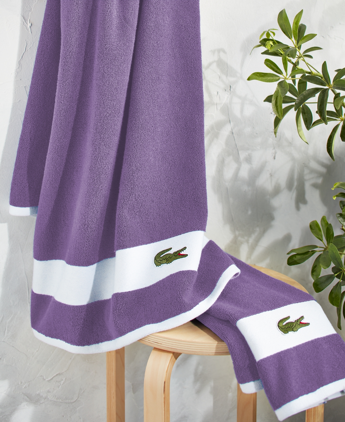 Lacoste Home Heritage Sport Stripe Logo Cotton 6-pc. Bath Towel Set In Gray