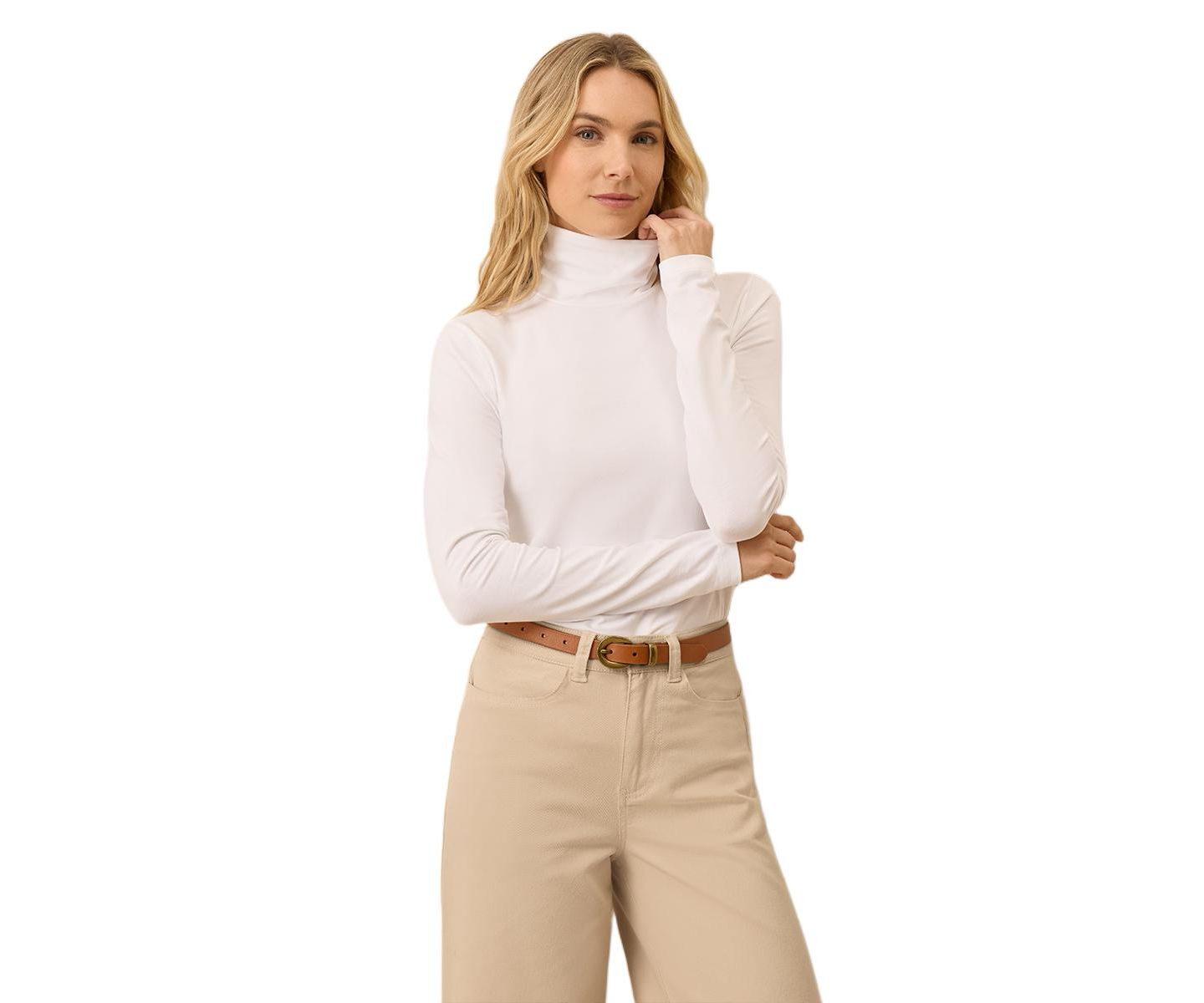 Женский топ Pact Luxe Stretch Jersey Slim Turtleneck, цвет: Белый — фото 1