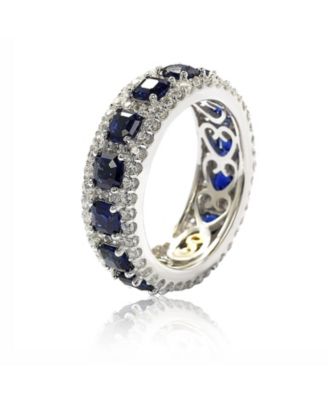Suzy Levian Sterling Silver Sapphire & Created White Sapphire Modern Eternity Band