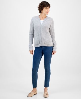 Women's 100% Cashmere Shaker-Stitch Bomber Jacket, Macy's Exclusive 