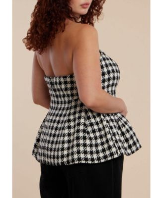 Women's Plus Size Houndstooth Bustier
