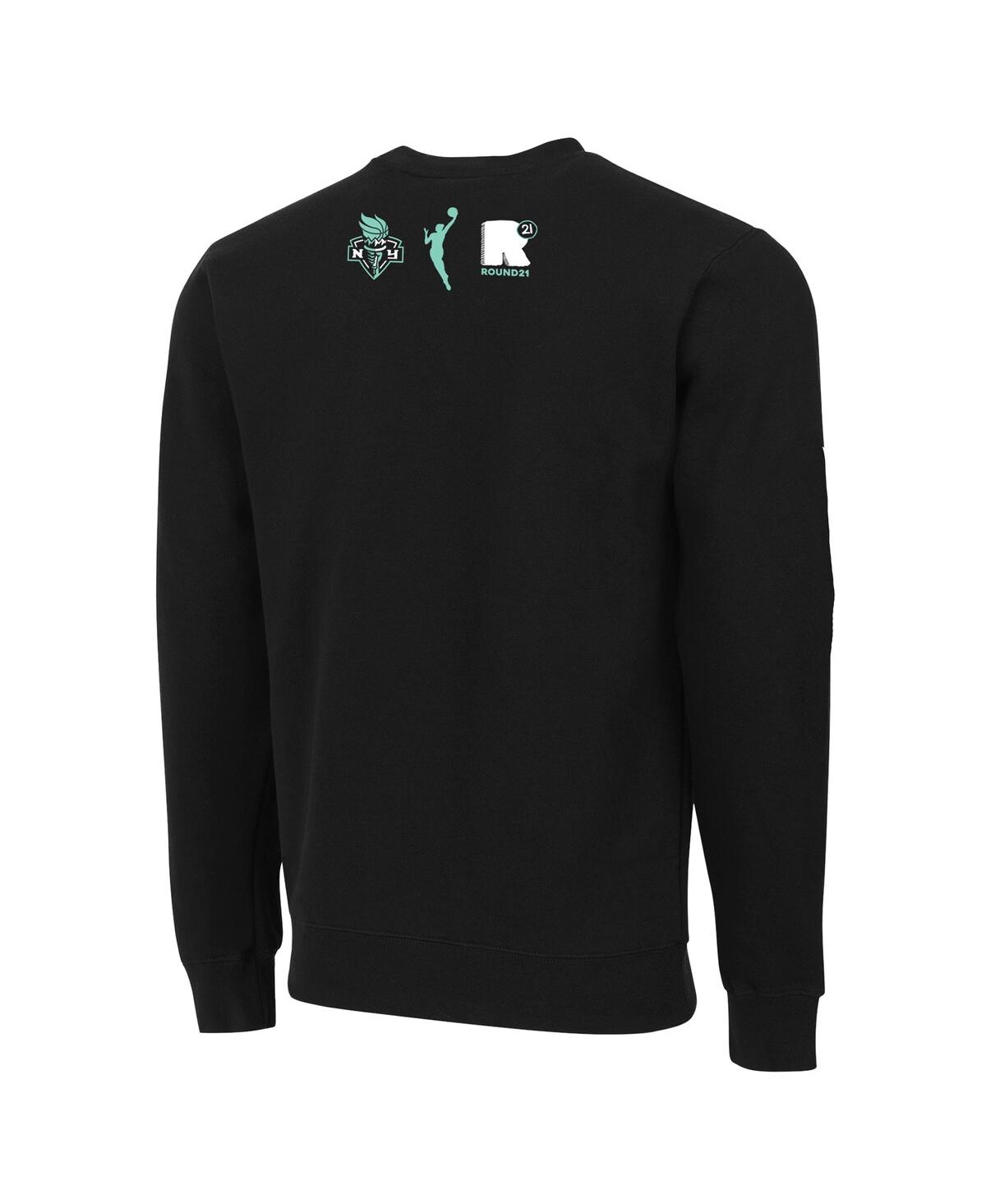 Round21 Men's And Women's Black New York Liberty Pennant Crewneck Pullover Sweatshirt In Black