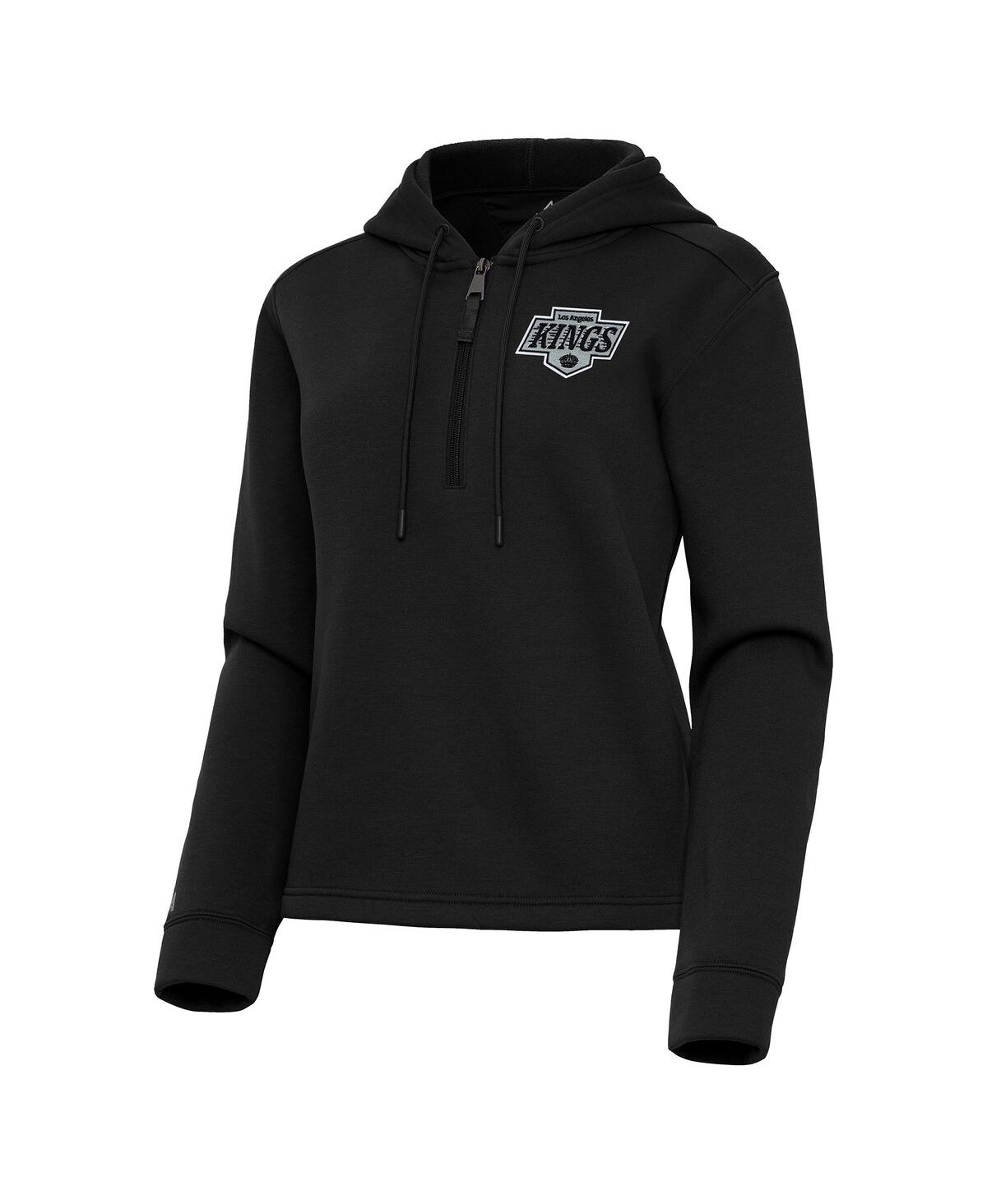Antigua Women's Black Los Angeles Kings Contemporary Quarter-zip Hoodie In Black