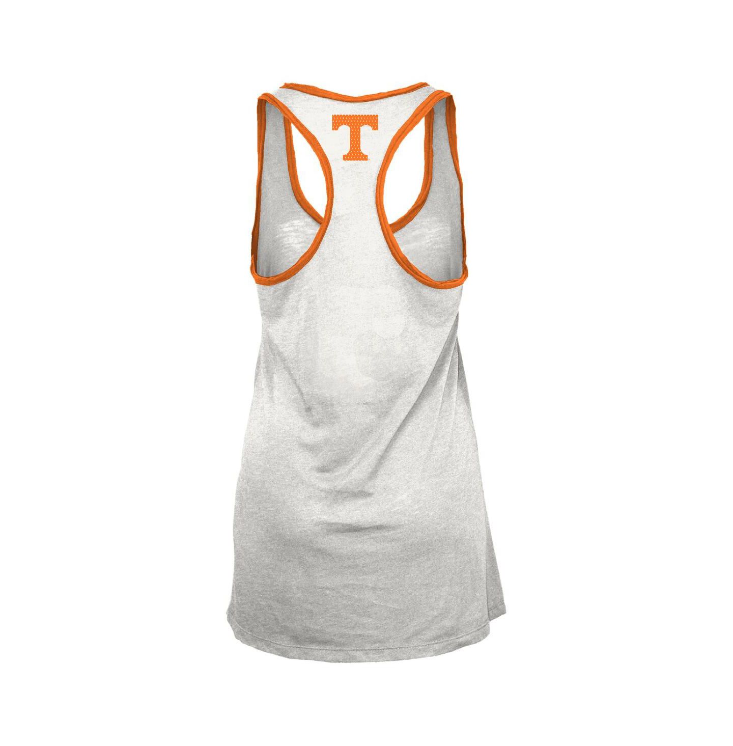 Женский топ Pressbox White/Tennessee Orange Tennessee Volunteers Tracy Racerback Burnout — фото 2