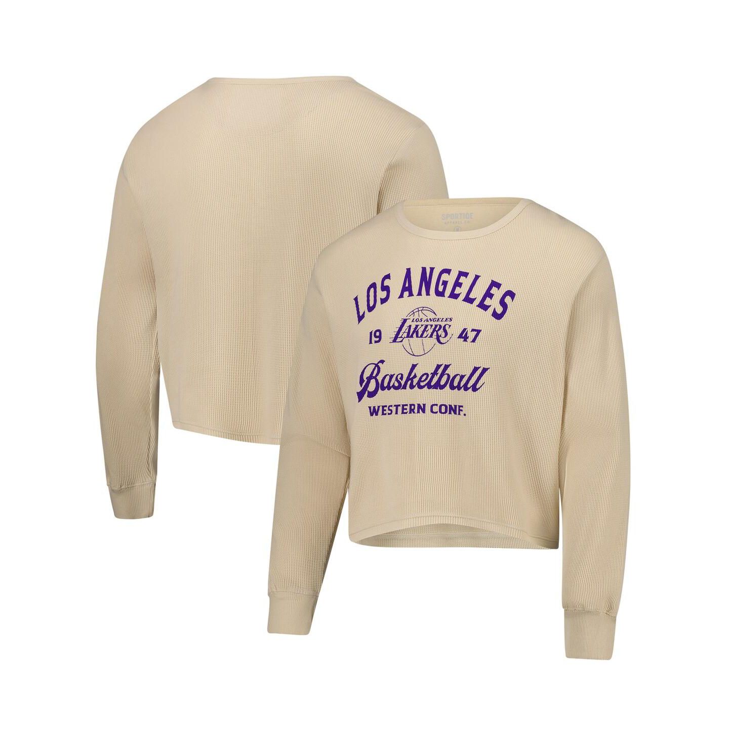 Футболка Sportiqe Cream Los Angeles Lakers High Country Collection Cullen Waffle Knit Long Sleeve — фото 1