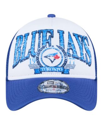 Men's White/Royal Toronto Blue Jays Distressed 9FORTY A-Frame Adjustable Trucker Hat
