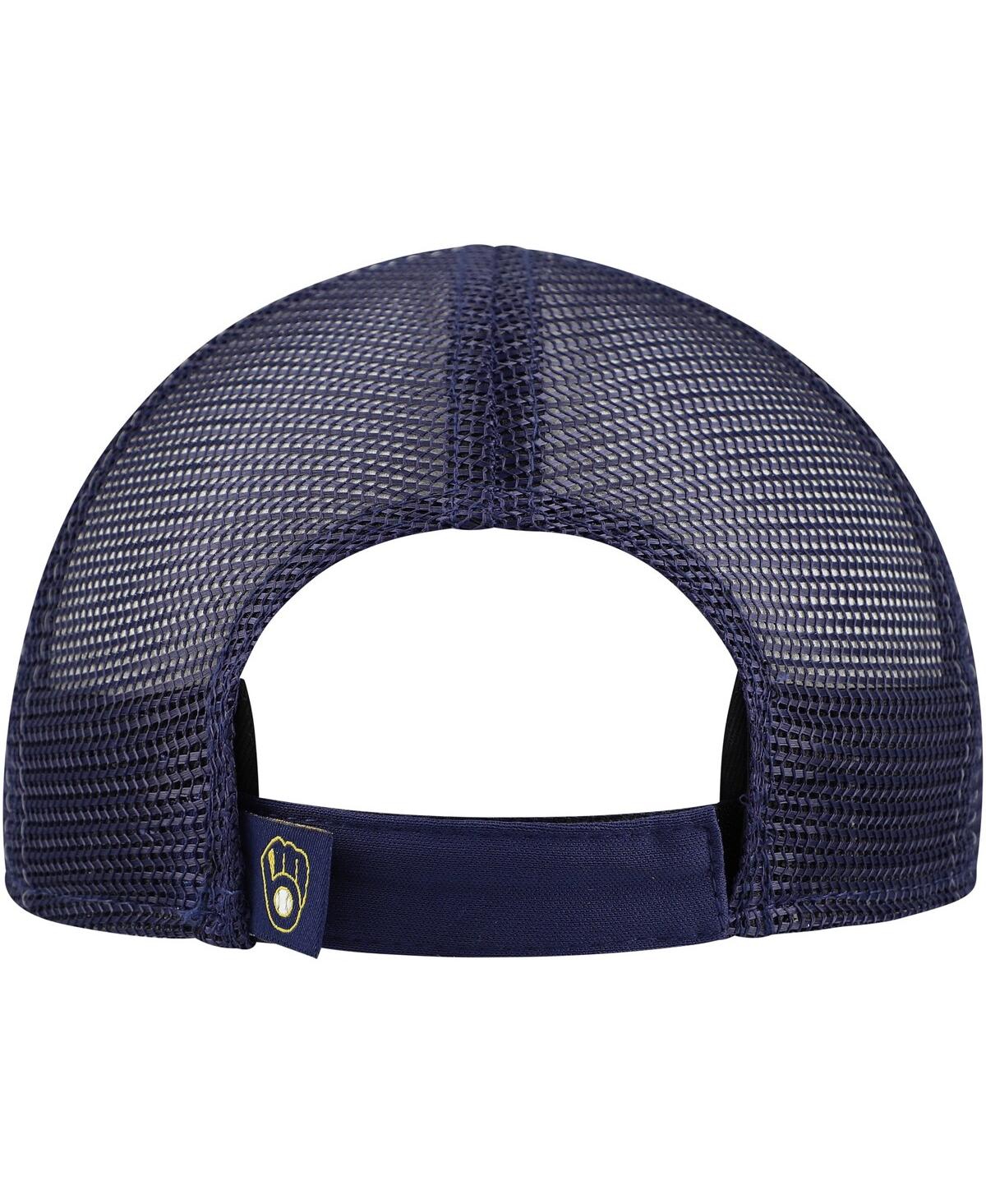 New Era Toddler White/navy Milwaukee Brewers Painted A-frame 9forty Trucker Adjustable Hat In Blue
