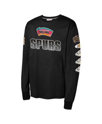 Big Boys and Girls Black San Antonio Spurs Hardwood Classics All Over Long Sleeve T-Shirt