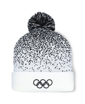 Fanatics - Men's White/Black Olympic Games Snowfall Cuffed Knit Pom with Hat