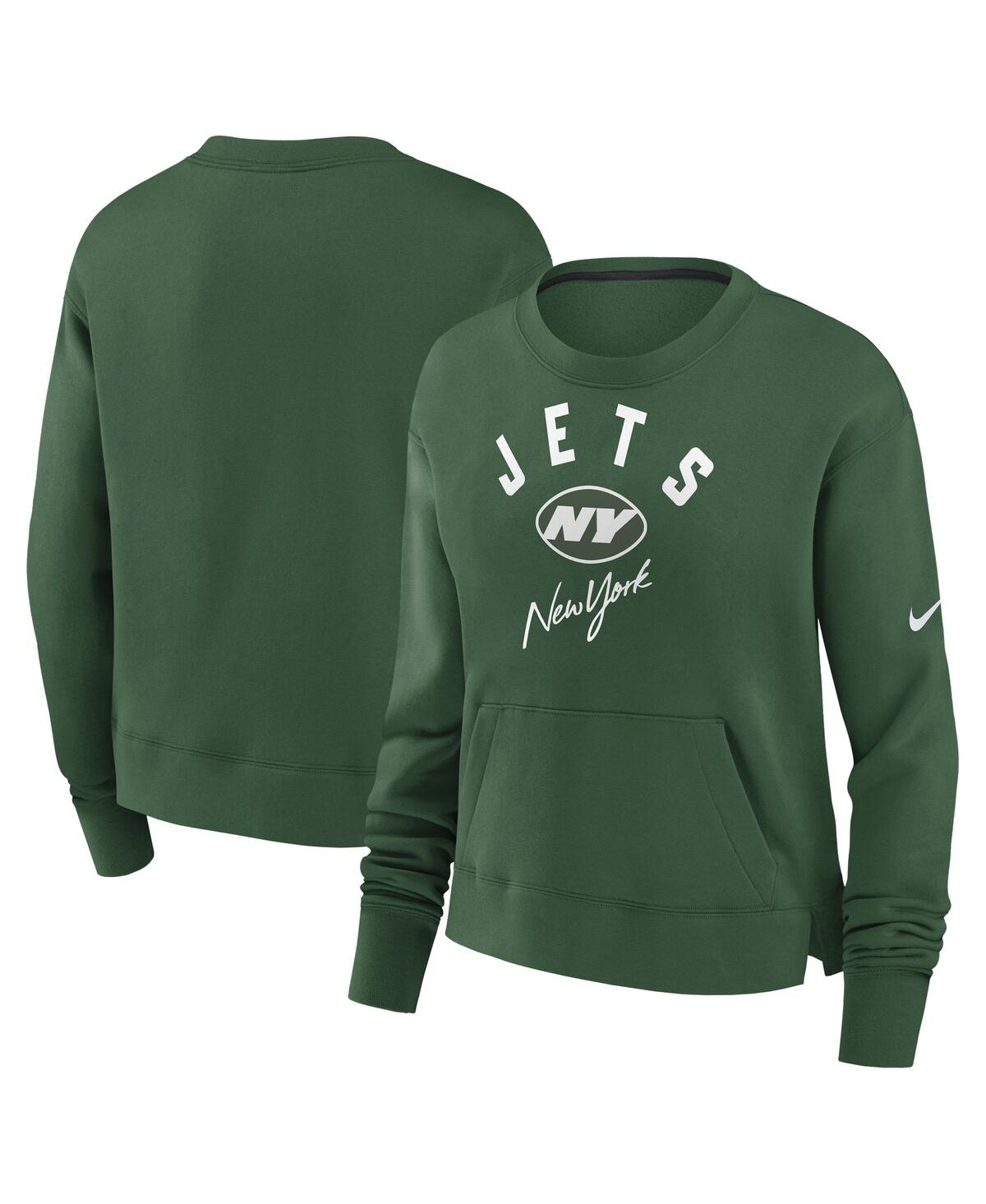 Nike Green New York Jets High Hip Fleece Pullover Sweatshirt In Green