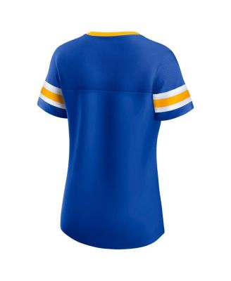 Women's Royal Los Angeles Rams Lace-Up Bling T-Shirt