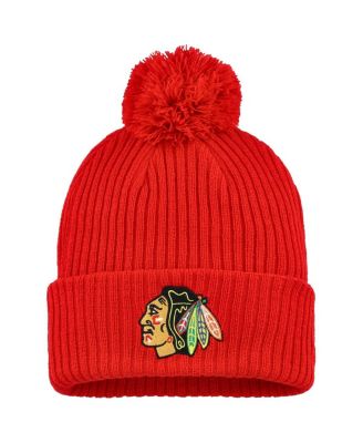 Fanatics - Men's Red Chicago Blackhawks Cuffed Knit Pom with Hat