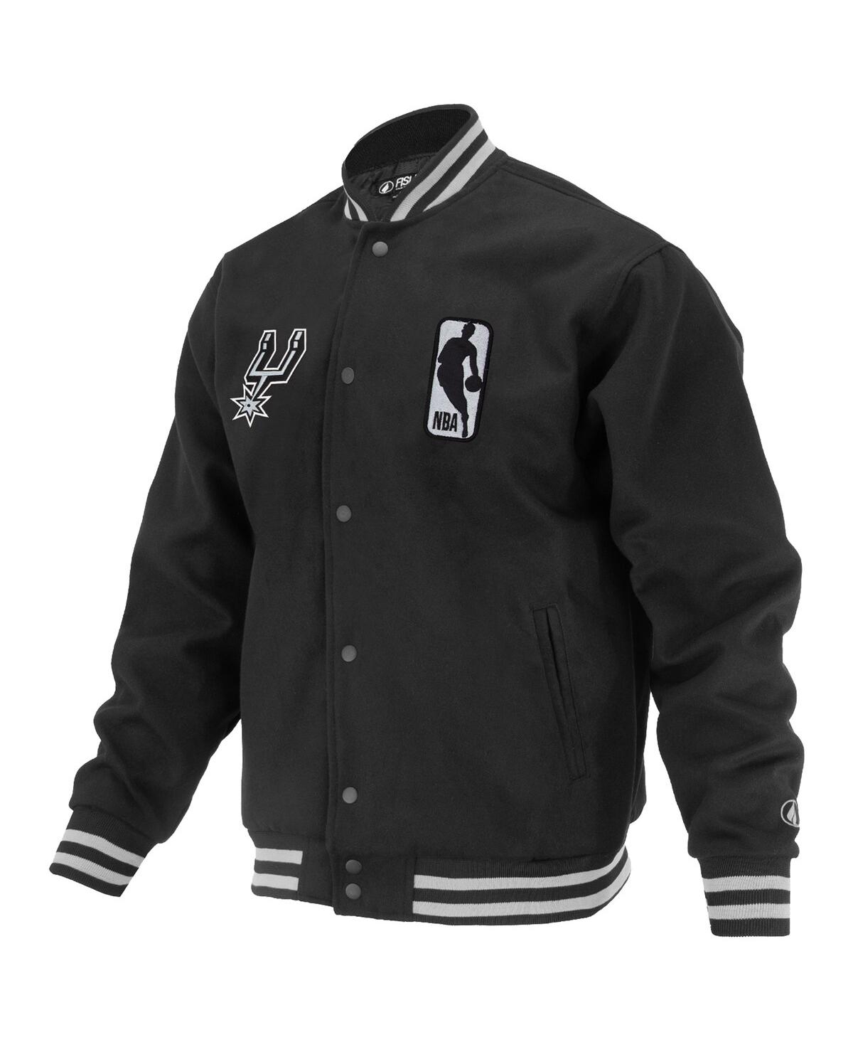 Fisll Men's And Women's Black San Antonio Spurs Logoman Shadow Collection Full-snap Varsity Jacket In Animal Print