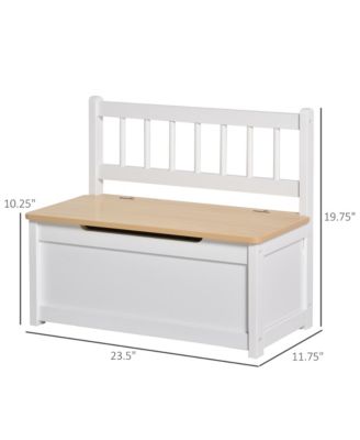 2-in-1 Wooden Toy Box Kids Seat Bench Storage Chest w/ Safety Rod