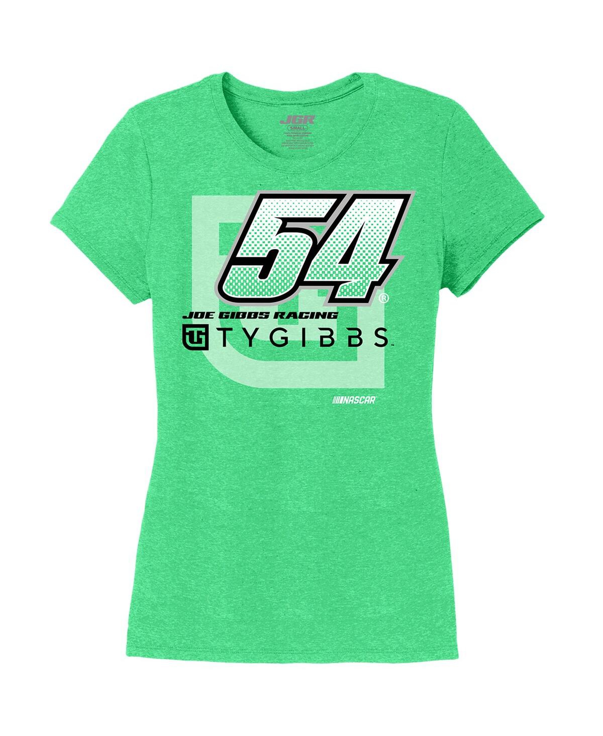 Joe Gibbs Racing Team Collection Women's Heather Green Ty Gibbs Name Number Scoop Neck T-shirt In Green